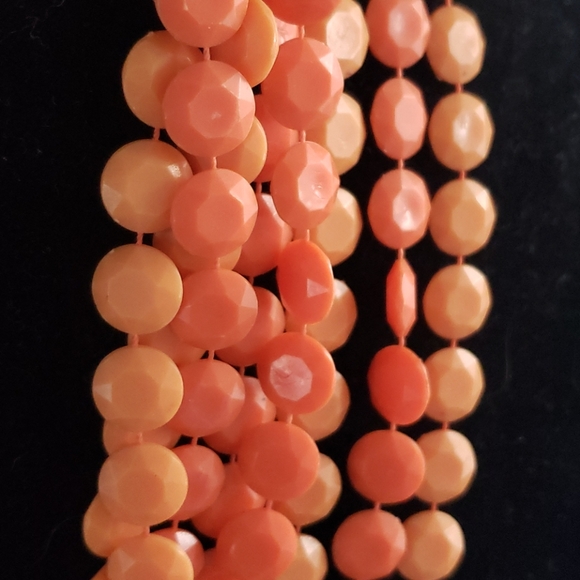 VINTAGE Orange 4 Strand Round Beaded 36"Ne… - Picture 5 of 7